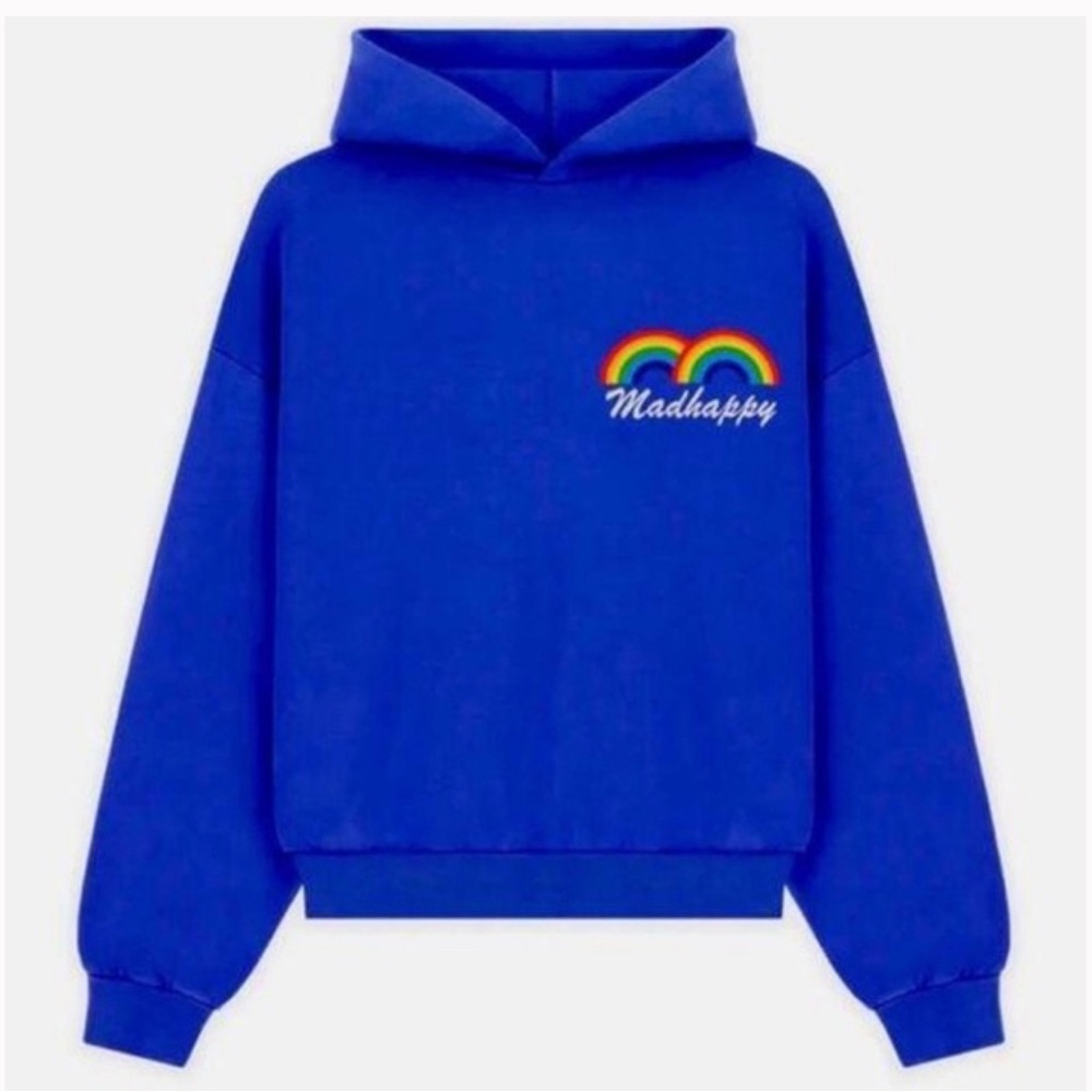 Madhappy Blue Hoodie with Rainbow Logo